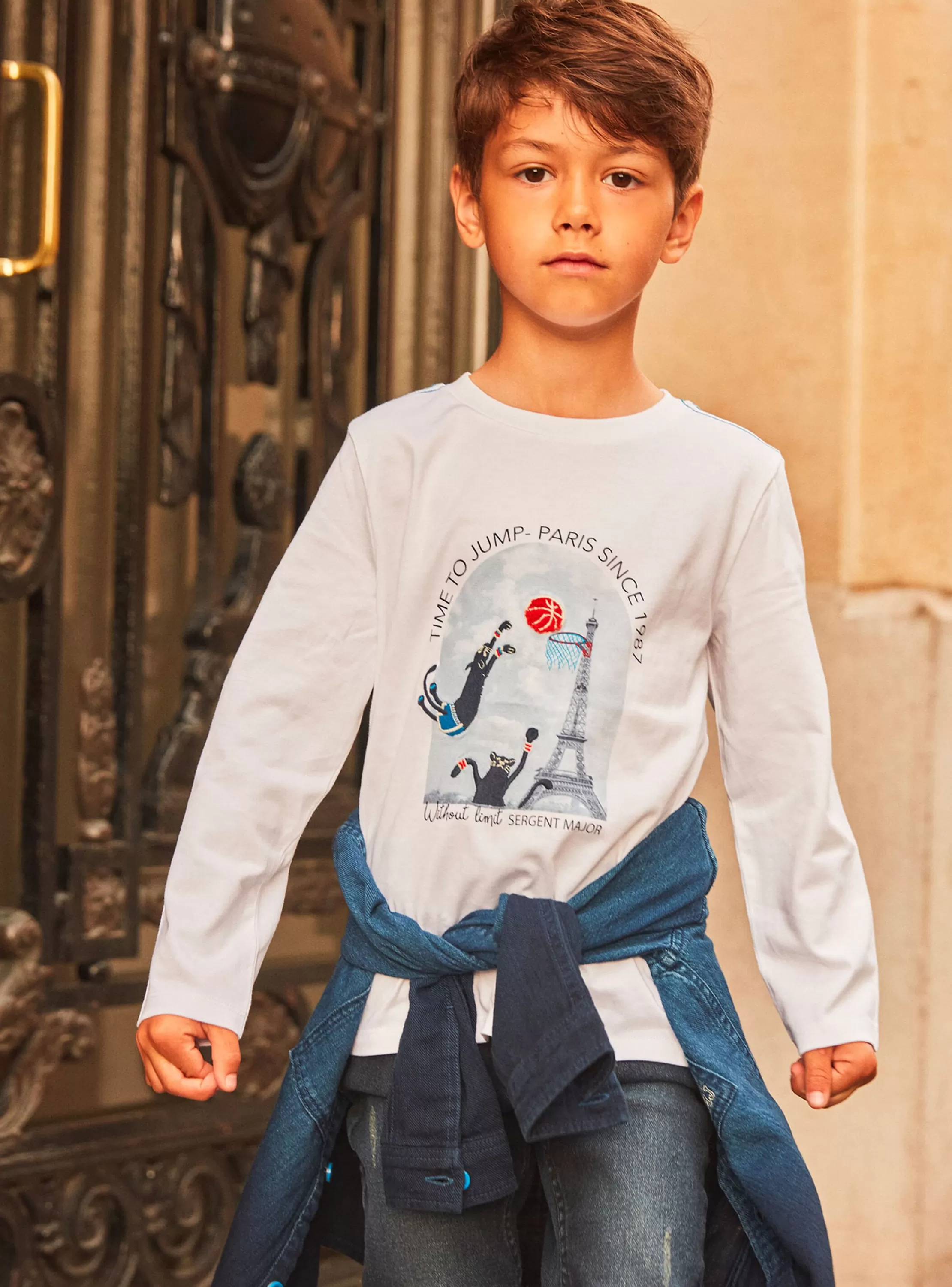 Outlet Sergent Major T-shirt blanc à motifs basket à Paris
