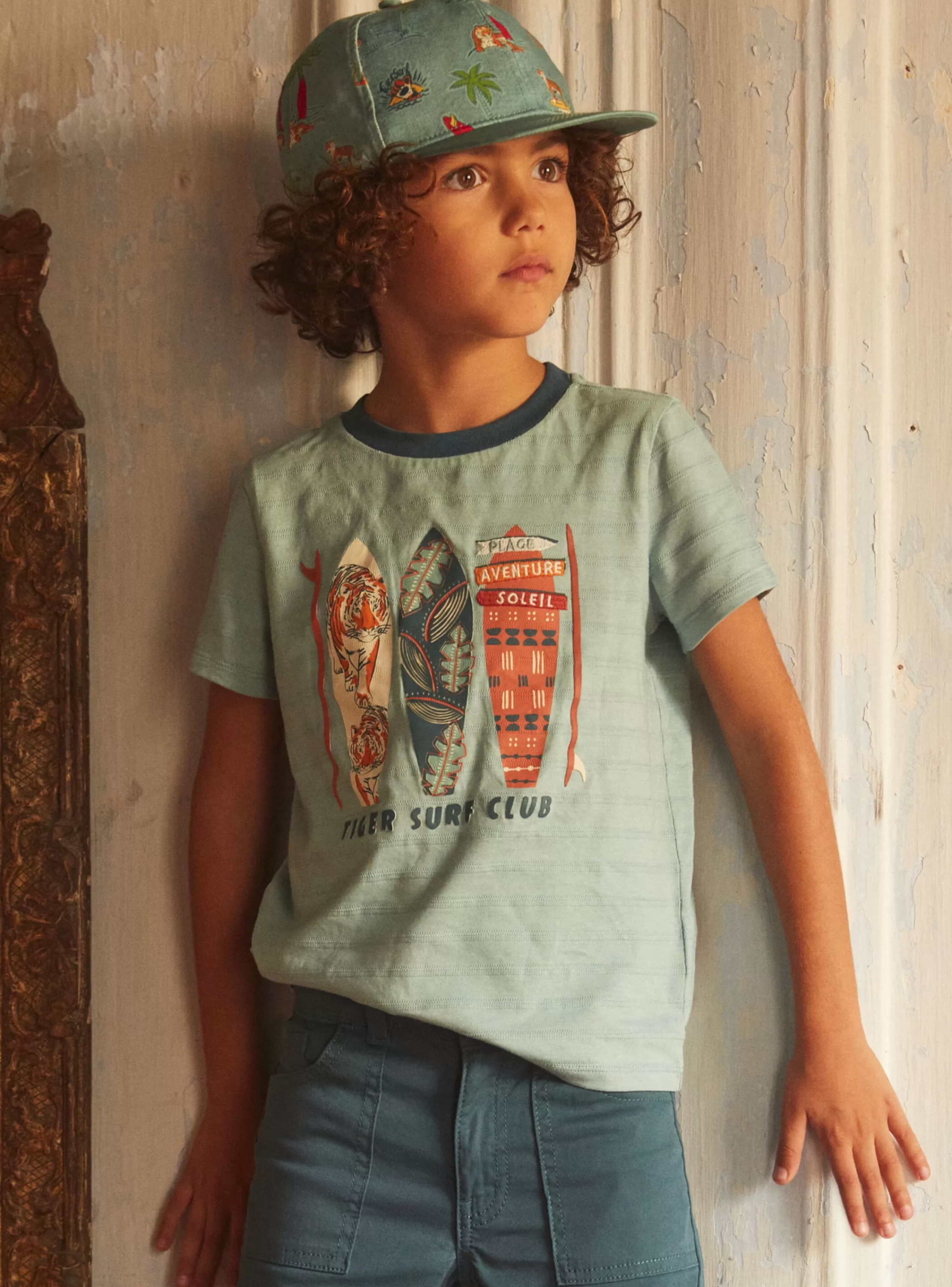 Outlet Sergent Major T-shirt bleu décor surf
