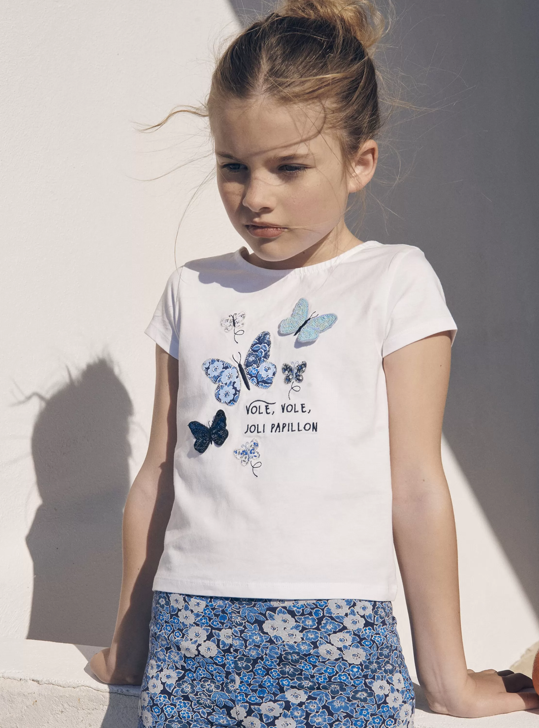 Discount Sergent Major T-shirt écru à motifs papillons