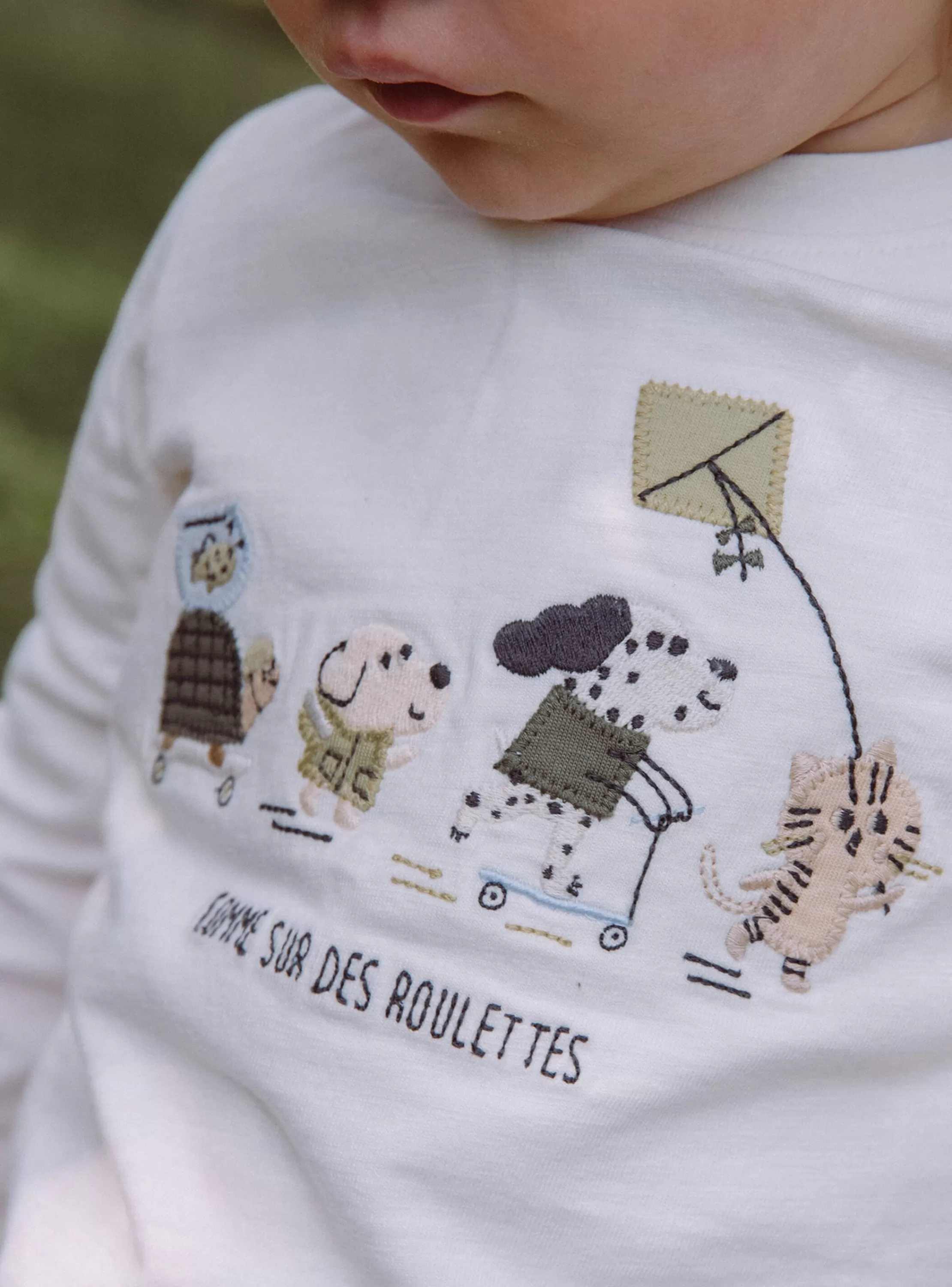 Store Sergent Major T-shirt écru en jersey à manches longues
