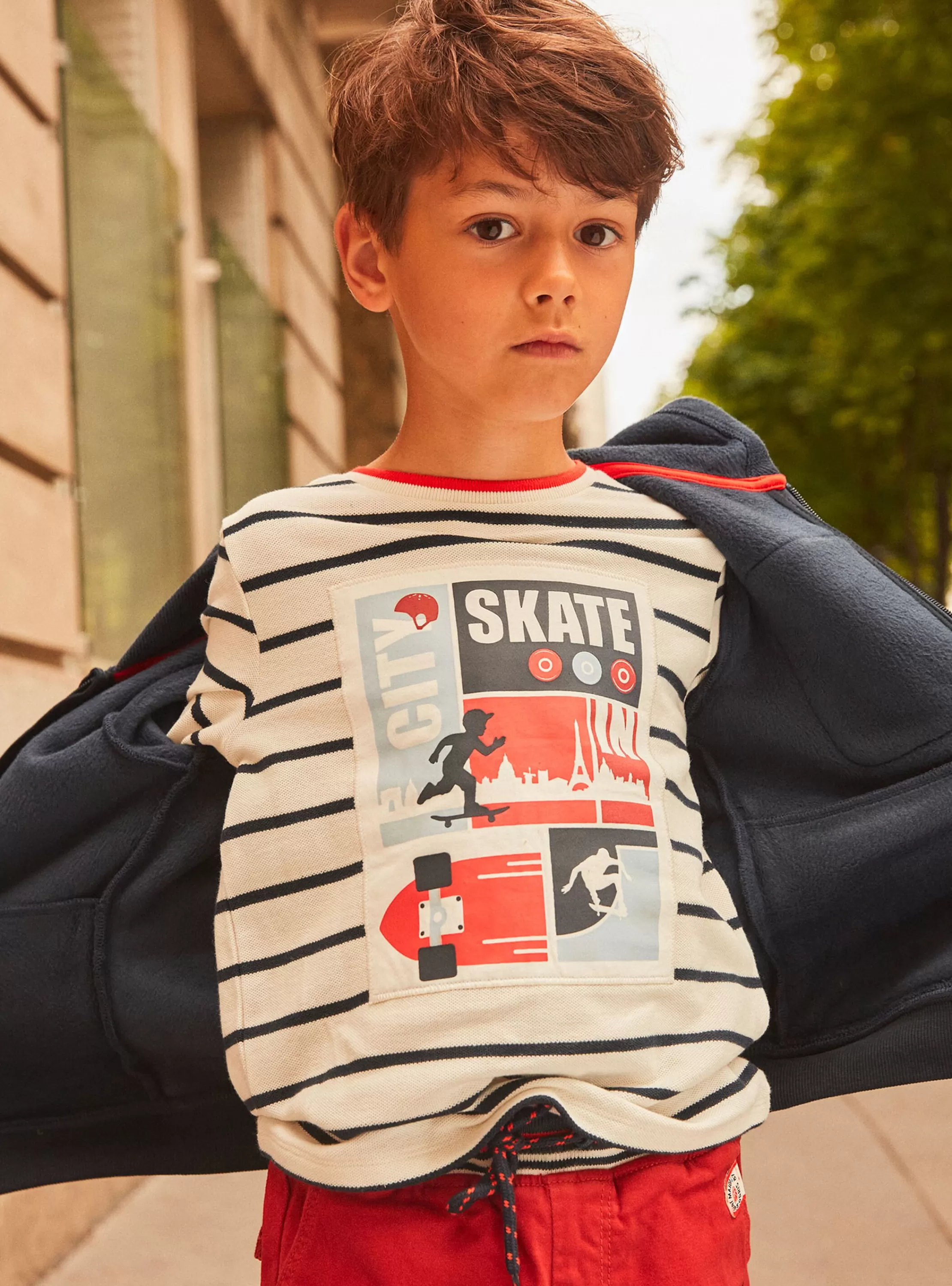 Sale Sergent Major T-shirt écru et noir esprit marinière