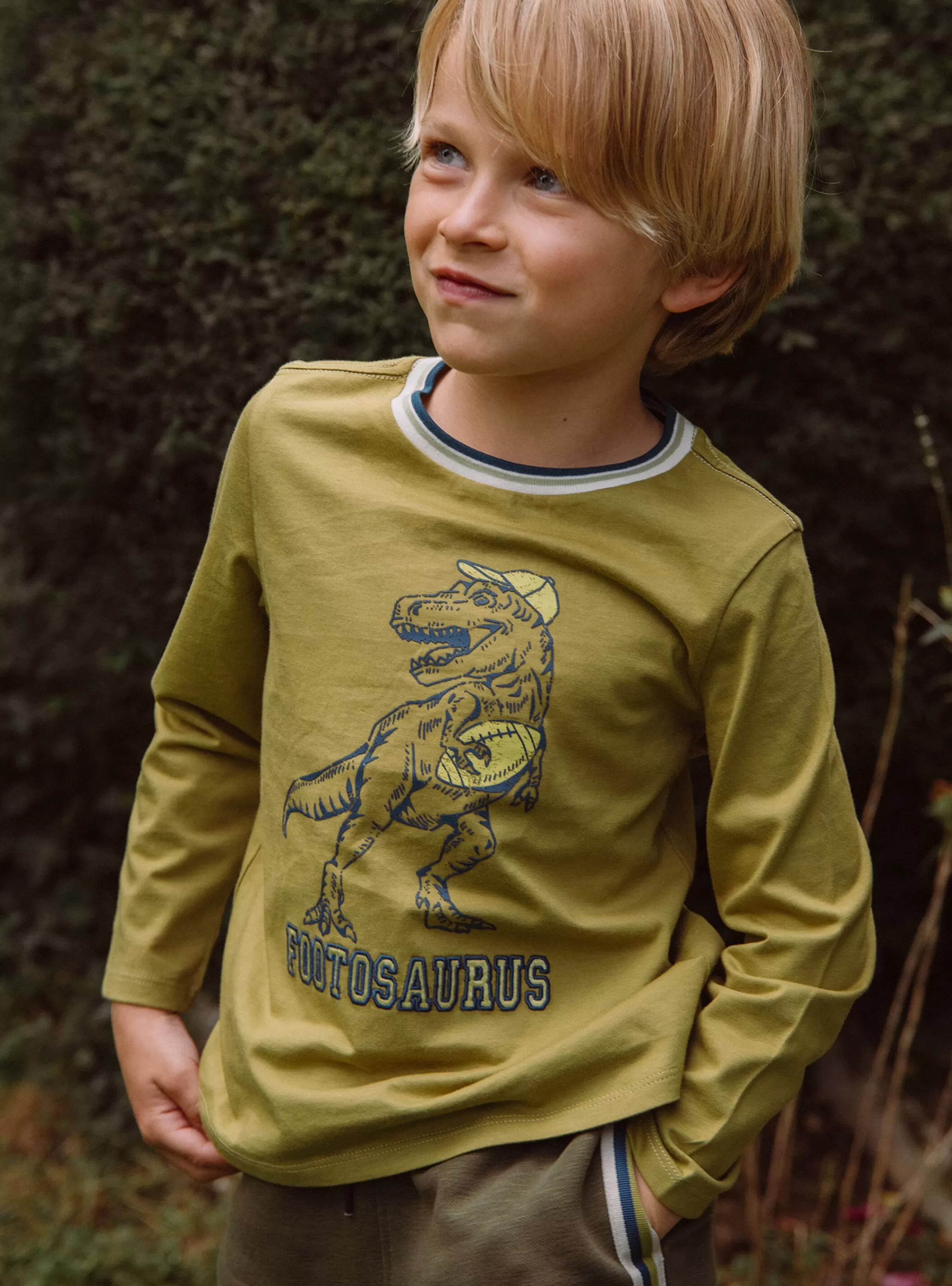 Best Sergent Major T-shirt jaune moutarde à motif dinosaure