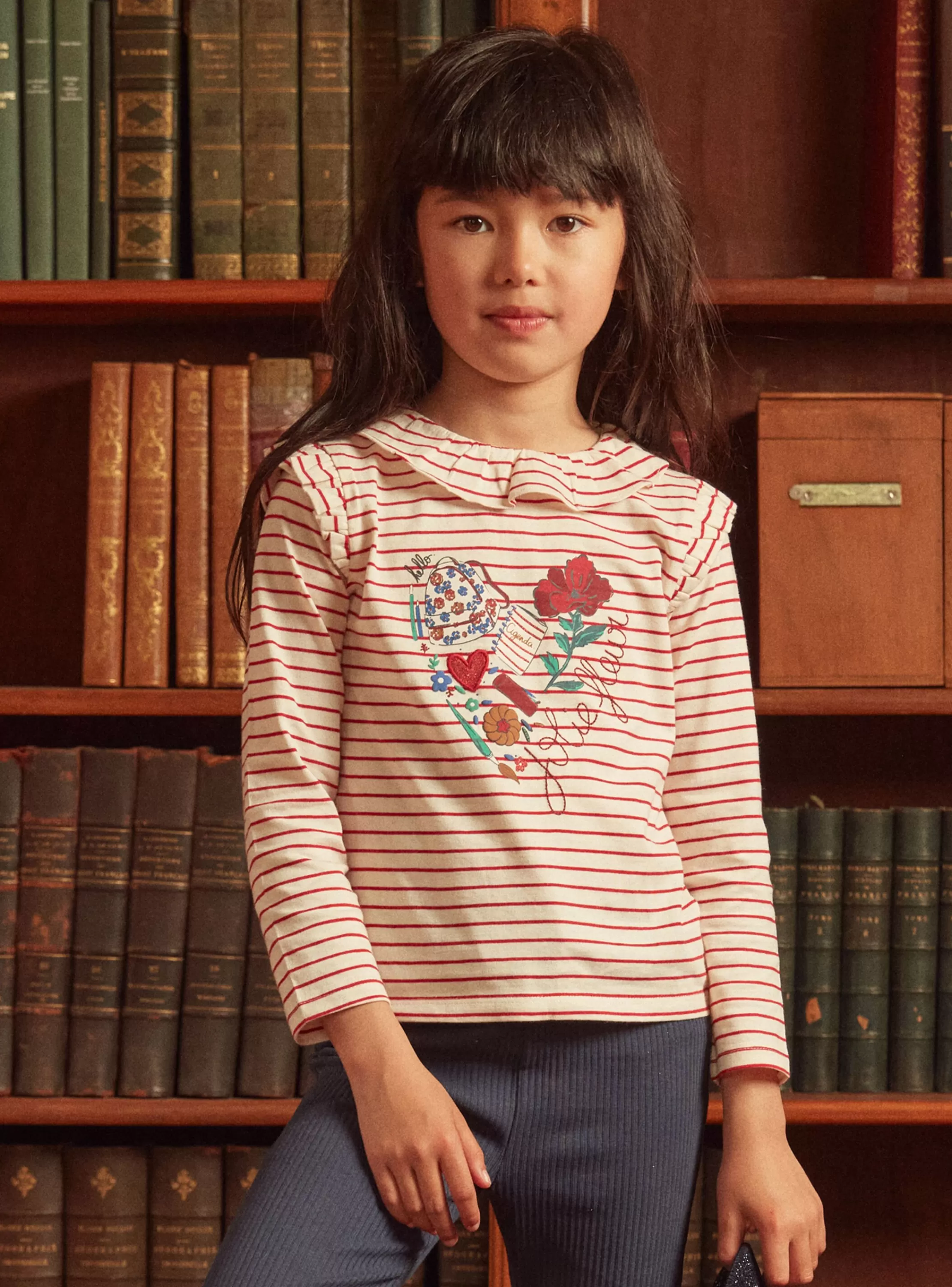 Fashion Sergent Major T-shirt marinière à volants