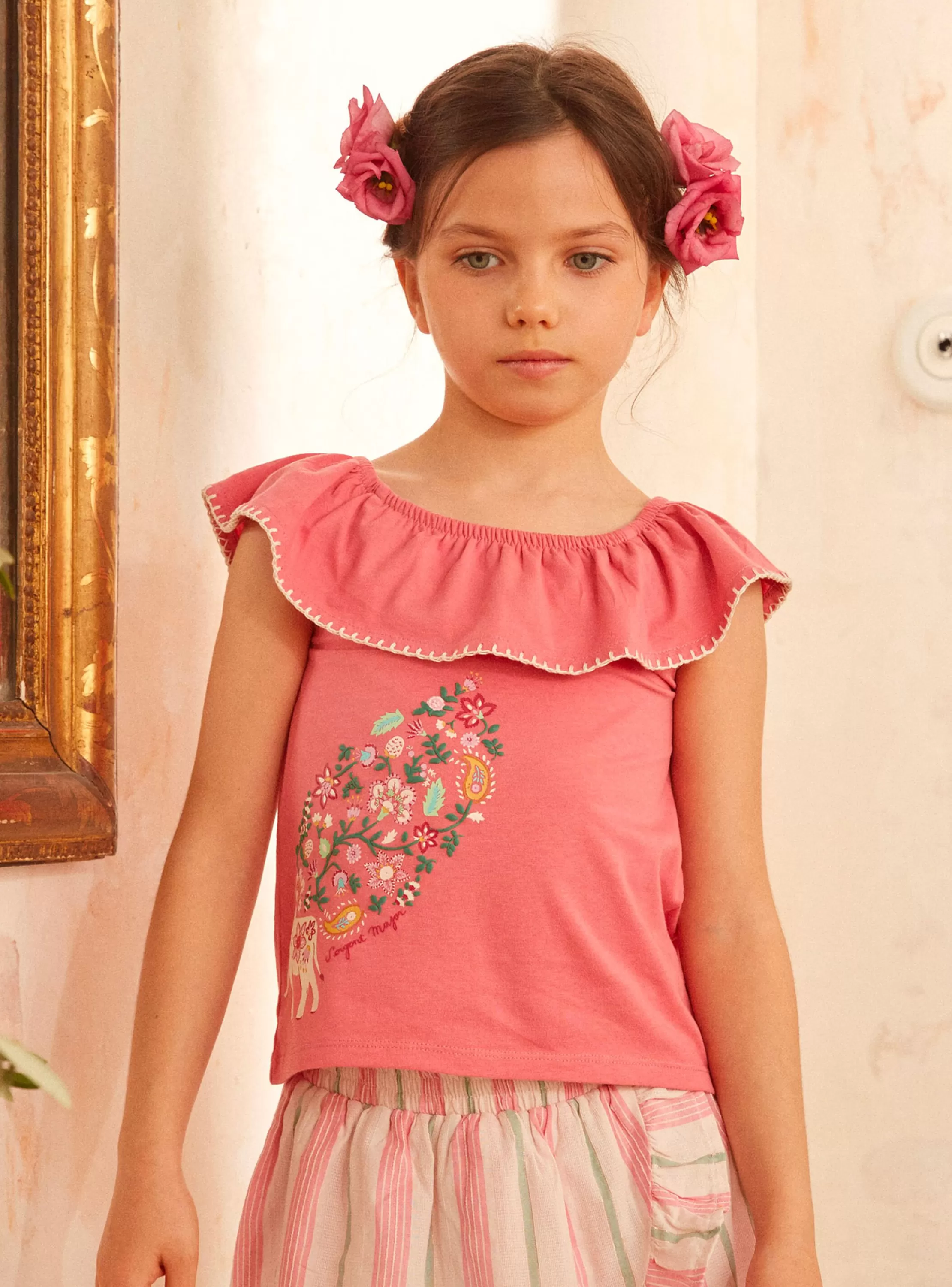 Cheap Sergent Major T-shirt rose avec éléphant