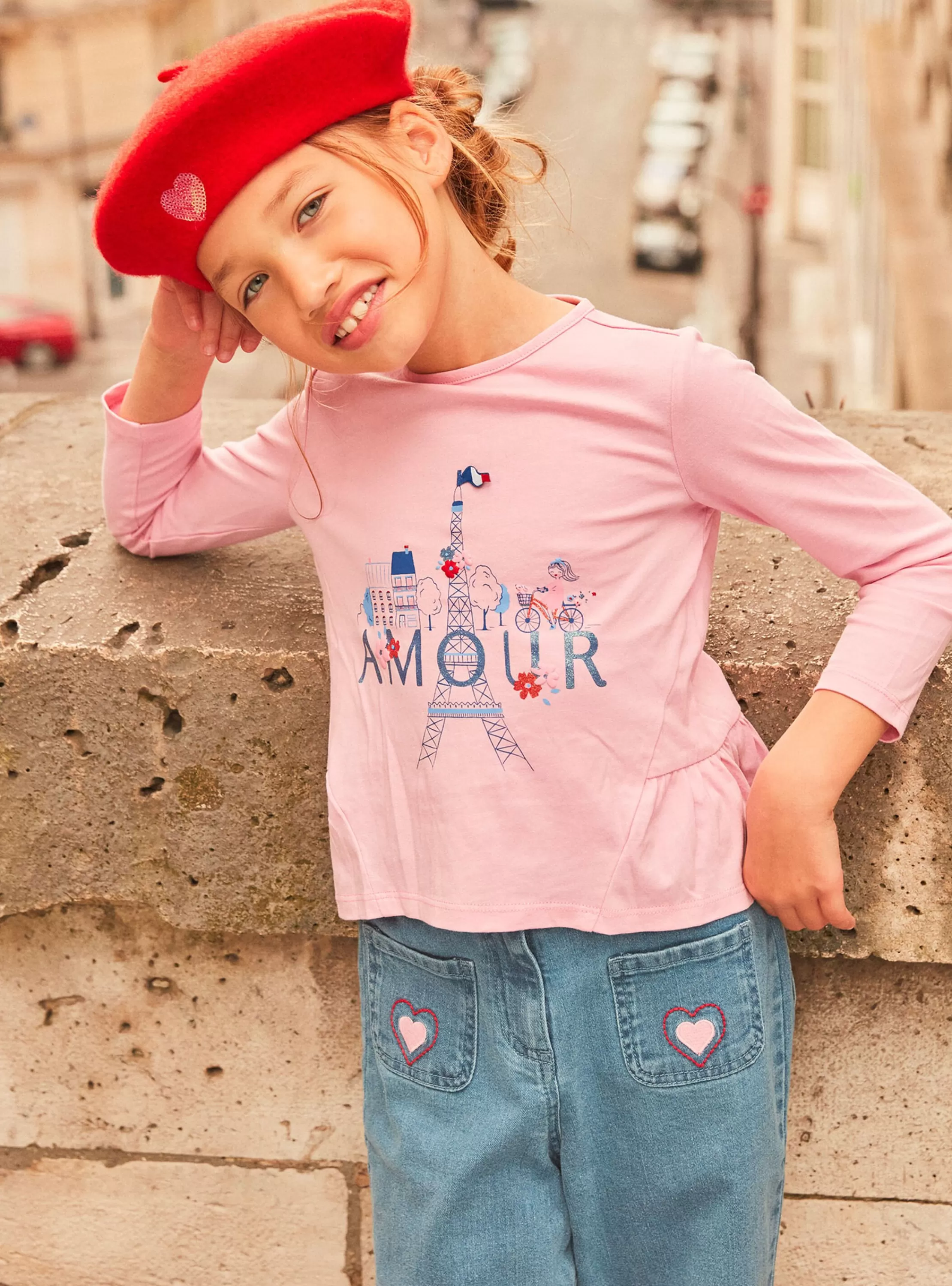 Best Sale Sergent Major T-shirt rose barbapapa à volants