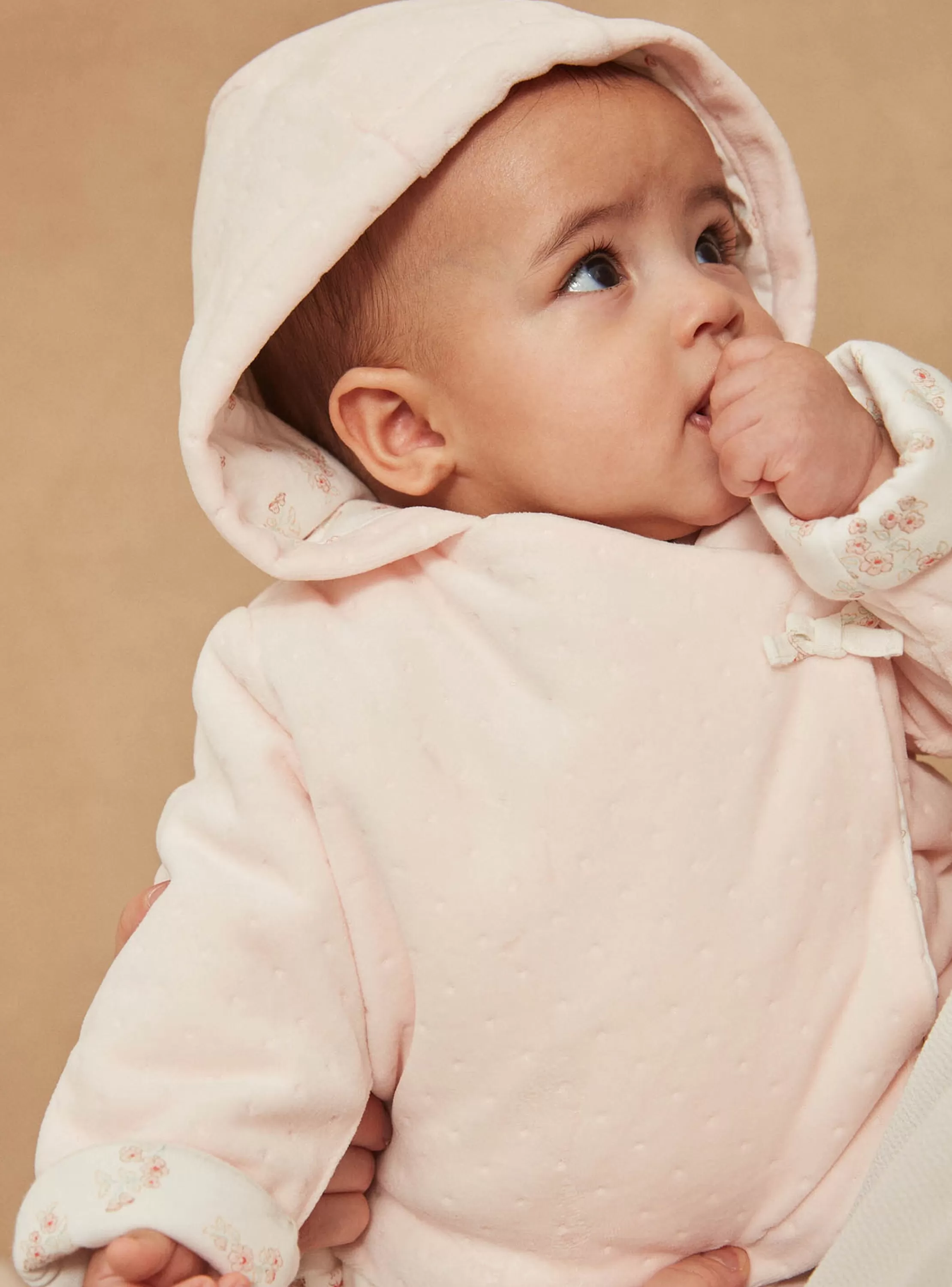 Discount Sergent Major Veste à capuche rose pâle en velours