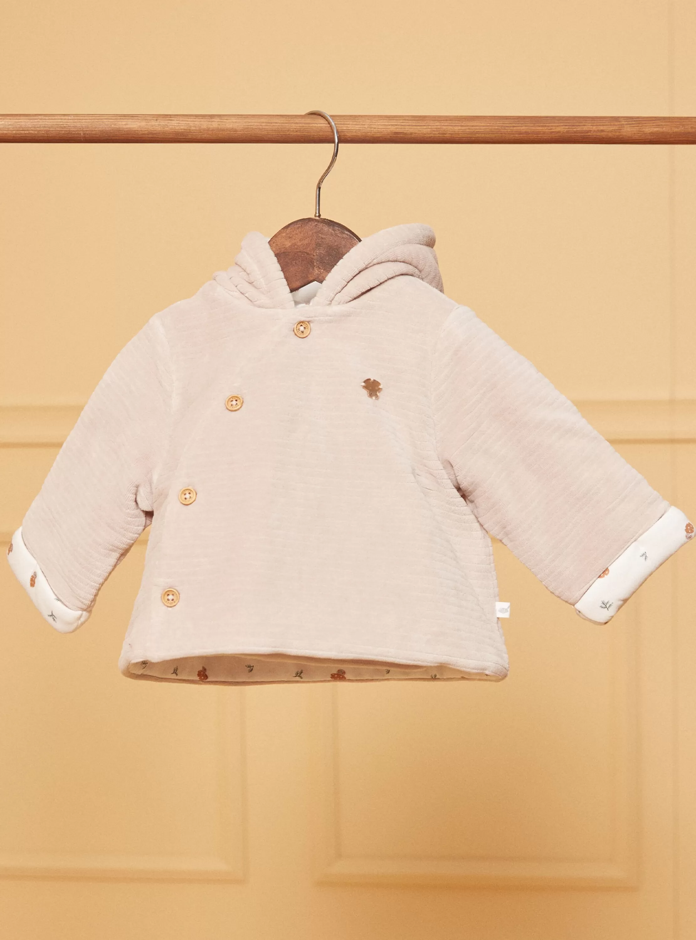 Cheap Sergent Major Veste de naissance à capuche beige en velours