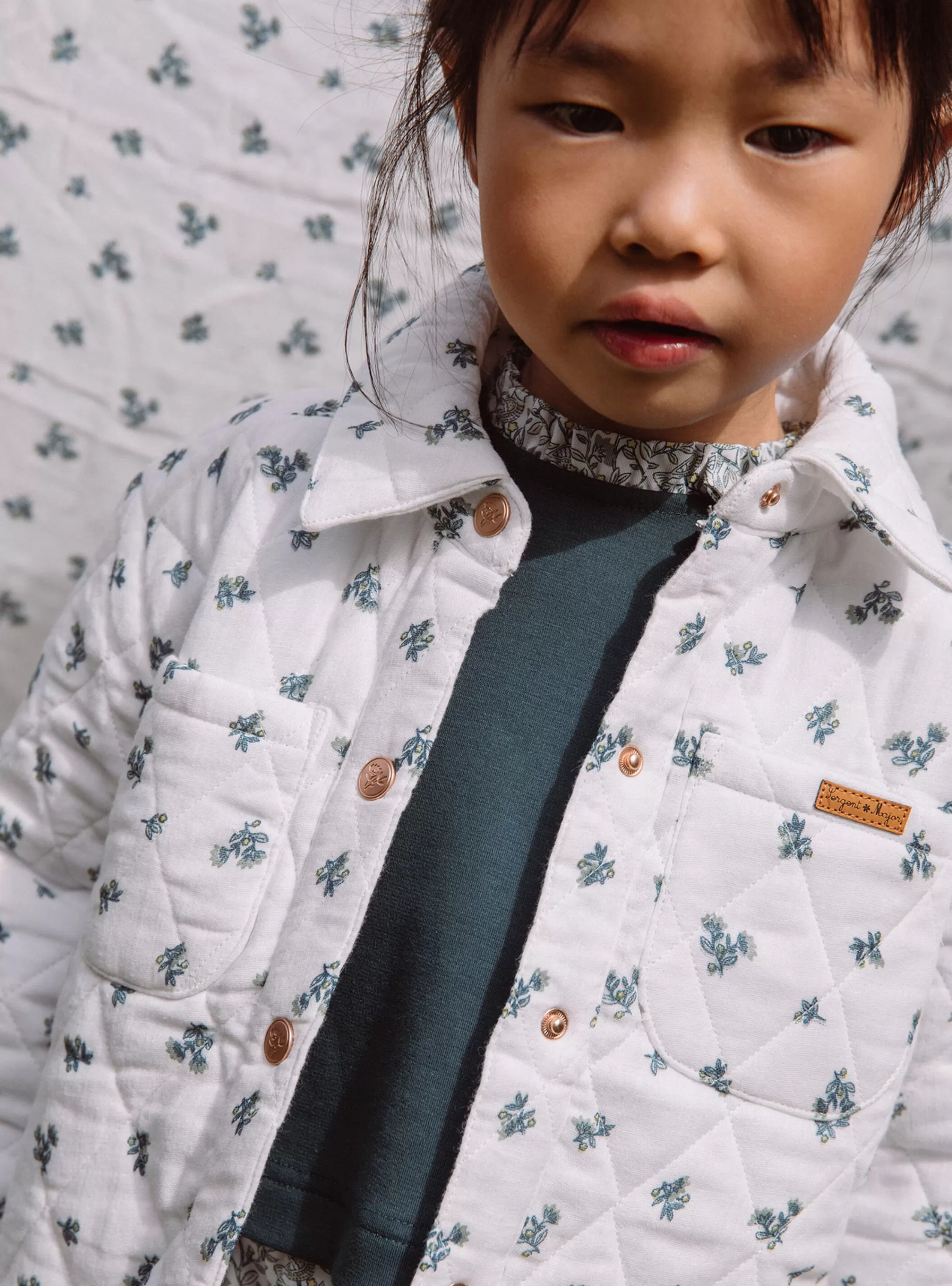 Online Sergent Major Veste matelassée écrue à imprimé fleuri