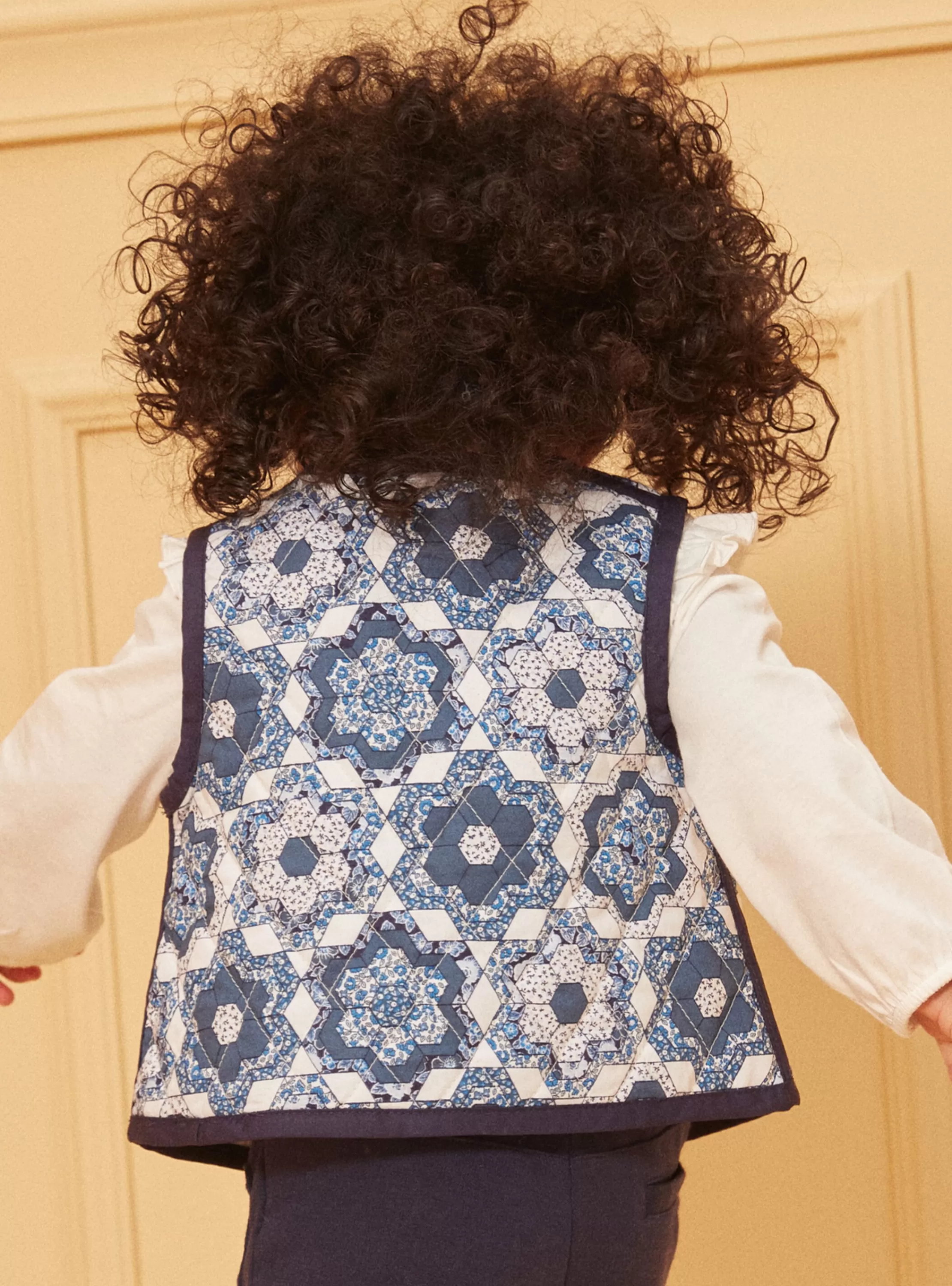 Online Sergent Major Veste sans manches bleu et blanc matelassée